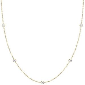 CASSIECA Sieradenset, 14-karaats verguld, gesimuleerde zirkonia, voor dames, gelaagde halsketting en armbanden