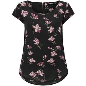 Only T-shirt Onlvic S s Aop Top Noos Ptm 15161116 Black magnolia Dames