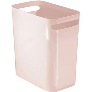 mDesign Afvalemmer badkamer met handgrepen - moderne prullenbak van kunststof - kleine rechthoekige prullenbak voor keuken, badkamer en kantoor - roze
