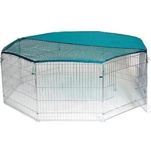 BUNNY BUSINESS Park met 8 panelen voor konijnen, cavia's, binnen en buiten, maat XL, 139,7 x 139,7 cm, zilver