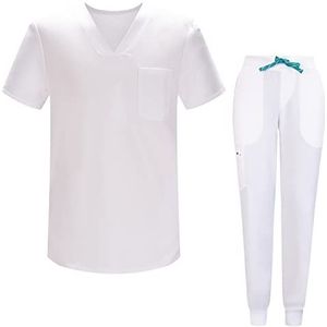 MISEMIYA Uniforms Unisex Scrub Set MZ-8178 uniseks-volwassene werkgroep (1-Pack), Wit TRS, M