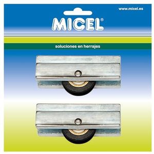 MICEL - 91897 - Kogellager voor schuifraam CO-1B, met metalen behuizing en wiel, set van 2, aluminium, 40 x 12,9 x 18 mm