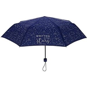 Legami Opvouwbare paraplu van polyester met kunststof frame, 100 cm, zwart, Sterren