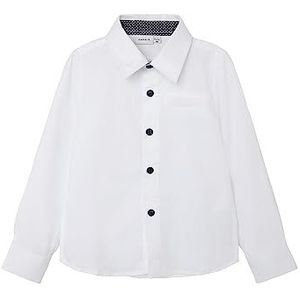 Name It Nmmfeshirt Ls Shirt Jongens Hemd Bright White, 92, Helder Wit