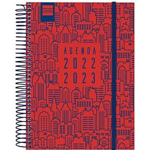 Finocam - Kalender 2022 2023 seconde 1 dag, september 2022 – juni 2023 (leesbare cursus) + juli en augustus City Red Voorzichtigheid Spaans
