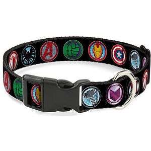 Buckle Down 9 Avenger symbolen zwart/meerkleurig Marvel Avengers kunststof clip halsketting