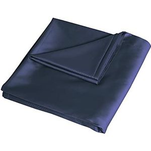 Sleepdown Bedlaken, 100% katoensatijn, zacht en comfortabel, draaddichtheid 300, marineblauw, eenpersoonsbed (180 cm x 240 cm)