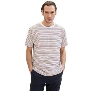 TOM TAILOR 1041802 T-shirt voor heren (1 stuk), 35609 - marineblauw/oranje/wit gestreept