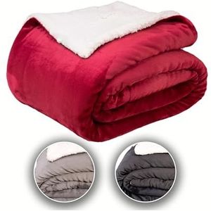 Komfortec Sherpa Fleece Deken - Bankdeken - 240x220 cm – Bordeaux Rood