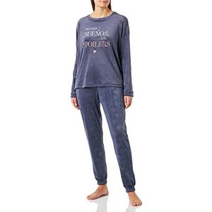 Women'secret Pyjama met lange mouwen en skinny broek, bedrukt, van single jersey, met boodschap van de buurman, blond, lichtblauw, S dames, lichtblauw, S, Lichtblauw