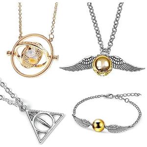 Harry Potter Hermelien halsketting met hanger van de dood, goudkleurig, halsketting voor verzameling, cosplay, Harry Potter, feest, decoratie, zink, Zink
