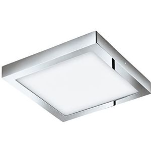 EGLO connect LED plafondlamp Fueva-C Smart Home Materiaal: gegoten metaal, kunststof, kleur: chroom, lengte 30x30cm, dimbaar, kleur wit en RGB instelbaar, IP44