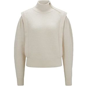 BOSS Vrouwen C Farmenia Pullover Regular Fit met ritssluiting en elegante structuur, wit, L, Wit.