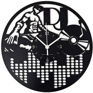 Instant Karma Clocks Dj Deejay Disco wandklok muziek plat vinyl geschenkidee hout HDF zwart
