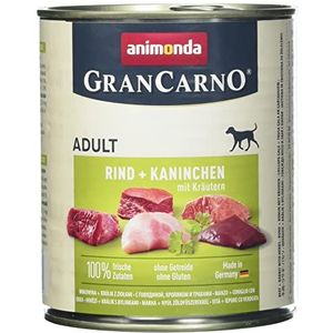 Animonda Gran Carno Adult Hondenvoer, Nat Voer Voor Volwassenen Honden, Rund + Konijn Met Kruiden, 6 X 800 G