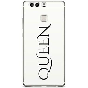 Finoo Huawei P9 hoes telefoonhoes met motief telefoonhoes beschermhoes telefoonhoes dun schokbestendig premium Queen Font White