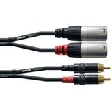 CORDIAL XLR mannelijk/Rca dubbele audiokabel 6m