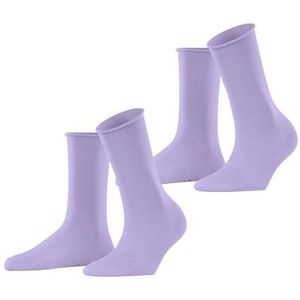 ESPRIT Dames Basic Pure 2-pack ademende sokken biologisch duurzaam katoen zachte randen zonder druk op het been geschikt voor diabetici multipack 2 paar, Paars (Lupine 6903)