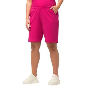 Ulla Popken Jersey shorts, zakken, elastische tailleband, bermuda voor dames, Fuchsia roze