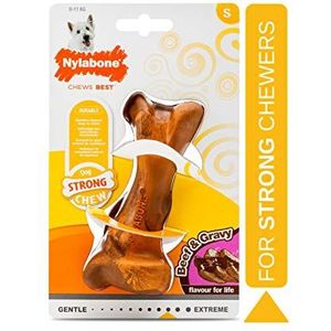 Nylabone Robuust kauwspeelgoed, rubberen botten, saus- en rundvlees, voor kleine honden (tot 11 kg), middelmatige/krachtige kauwers