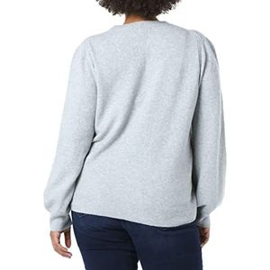 Amazon Essentials Dames zachte trui met geplooide schouders en ronde hals, grijs gemêleerd, L