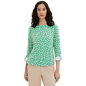 TOM TAILOR Dames 1035386 T-shirt met lange mouwen, 31117 - Groen Bloemen Design