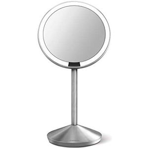 simplehuman ST3004 opvouwbare sensorspiegel, 12 cm, vergrotende spiegel, 10 x lichtgevende make-up met ledlicht, oplaadbaar, draagbare cosmetica, badkamer, reizen, geborsteld roestvrij staal