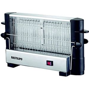 Bastilipo Multipan broodrooster, 750 W, dubbele grillzone 22 x 11 cm, roestvrijstalen rooster, Firefox Fast Toaster 750 W, FFT-750