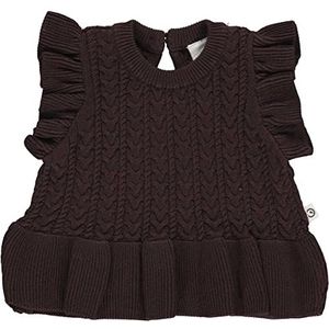 Müsli by Green Cotton Knit Frill babytrui, vest, koffiebruin, 68 kleine meisjes, 68, Koffie