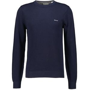 GANT Katoenen piqué C-hals sweatshirt heren, Nachtblauw.