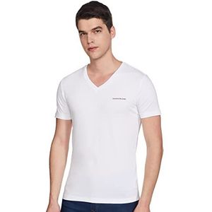 Calvin Klein Jeans Micro Ck T-shirt voor heren, V-hals, Briljant wit