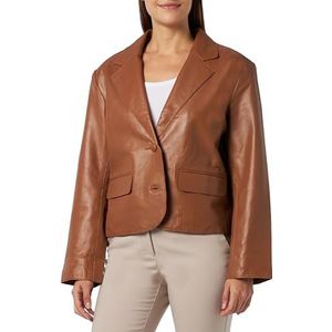 NALLY Blazer en cuir pour femme 29027088-NA02, Cognac, M, cognac, M