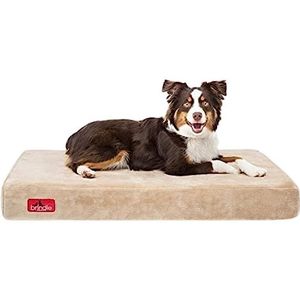 Brindle Waterdicht bed van traagschuim voor huisdieren, afneembare en wasbare overtrek, 10,2 cm, orthopedisch bed voor honden en katten, past in de meeste kooien