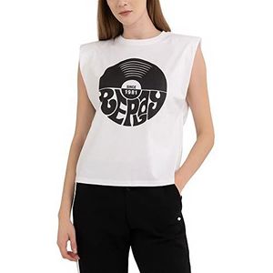 REPLAY W3568h T-shirt voor dames, Wit (001 White)