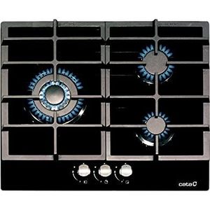CATA LCI 6021 WH - 3-pits butaangaskookplaat - 1 drievoudige kroon - voor aardgasfornuis - breedte 59 cm - totaal vermogen 6,25 kW - ijzeren gasstangen en branders 17 x 56 x 67 cm zwart