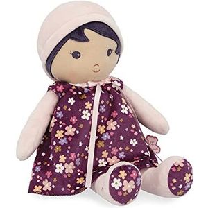 KALOO - Tederheid - Mijn 1e pop van paarse stof - Grote Doek Pop 40 cm - Bloemenjurk - Afneembare Bloomer - Mooie geschenkdoos en personaliseerbaar lint - Vanaf de geboorte, K200003