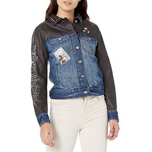 Desigual Chaq_Mickey World Kunstleren jas voor dames, zwart.