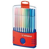 STABILO Kleurstift - Pen 68 - ColorParade rood x 20 viltstiften met middelgrote punt (met bevestiging) - verschillende kleuren