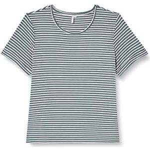 ONLY CARMAKOMA Carnanna SS Fold Up tee Jrs Noos T-shirt pour femme, Cloud Dancer/Stripes : baume vert, 48-50 (grande taille)