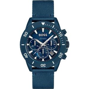 BOSS Herenhorloge chronograaf kwarts met armband van kunststof uit de oceanen blauw - 1513919, Blauw, Riem