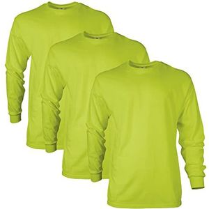 Gildan Ultra Cotton T-shirt met lange mouwen, stijl G2400, multipack, Safety Green (3 stuks), XXL heren, groen (Safety Green)