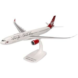 herpa Snap-Fit Virgin Atlantic Airbus A330-900neo, miniatuur schaal 1:200, verzamelstuk, model met sokkel, kunststof model, 614085, wit, rood