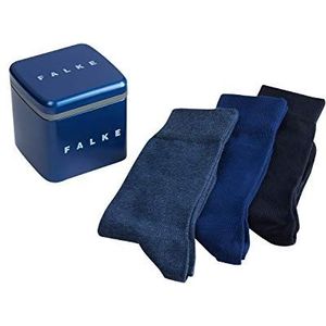FALKE Happy Box, 3 pakjes van 3 paar katoenen herensokken, blauw, grijs, zwart, dun, meerkleurig, zonder motief, voor alle gelegenheden