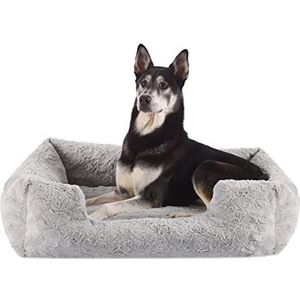 Best Friends by Sheri Soothe & Snooze Lounge Lux hondenbed, rechthoekig, traagschuim, maat L, 91,4 x 68,6 cm, grijs