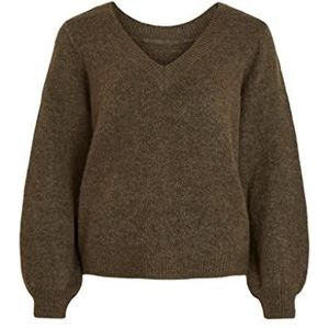 Vila Vijamina Rev V-hals L/S Knit Top Noos gebreide trui voor dames, krokodillen/details: gemengd, L, Krokodil / details: gemengd