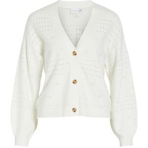 VILA Viril V-hals L/S gebreide cardigan - Noos Viril Noos gebreid vest met V-hals L/S dames (1 stuk), Witte Alyssum