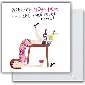 Verjaardagskaart voor haar - grappige verjaardagskaart voor haar - yoga-verjaardagskaart - emotionele reddingskaart - meerkleurig - 163 x 163 mm - IIFS014