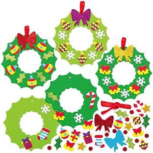 Baker Ross AX504 Kerstkransen van schuim, 8 stuks, kroonring voor kinderen om te ontwerpen en te decoreren, ideale kerstdecoratie
