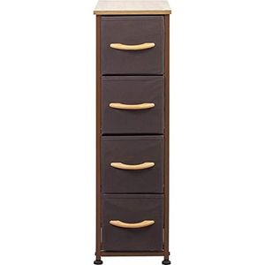 BAKAJI Robuuste commode met 4 planken, meerkleurig, kastmeubels, van robuuste tweekleurige stof, multifunctionele commode voor kantoor, afmetingen 77,5 x 23 x 48 cm (bruin)