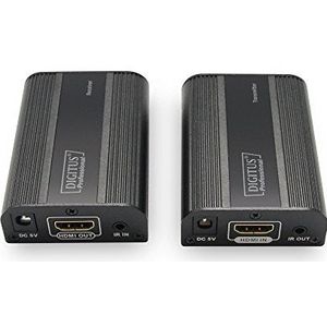 DIGITUS HDMI Extender - Ultra HD, 4K, 60Hz - Kit (zender/ontvanger) - tot 60m bereik - patchkabel (Cat 6, Cat 6A, Cat 7) - zwart